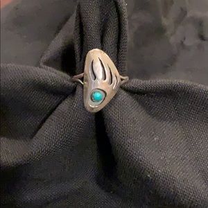 Old pawn bear paw turquoise ring